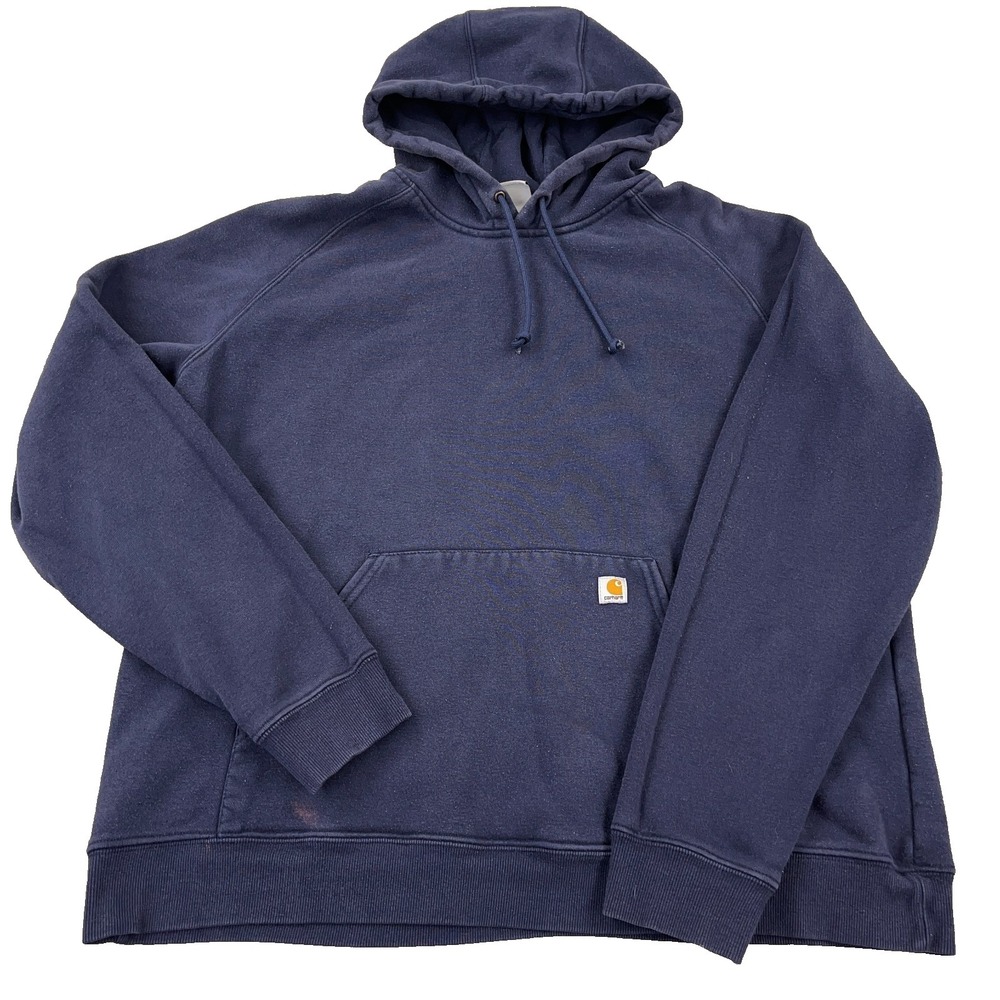 Vintage Y2K Carhartt Hoodie Women XL Blue Sweatshirt Faded Navy 2000s *